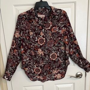 Philosophy Burgundy and Orange Floral Blouse SP